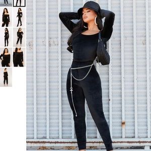 Black velour jumpsuit